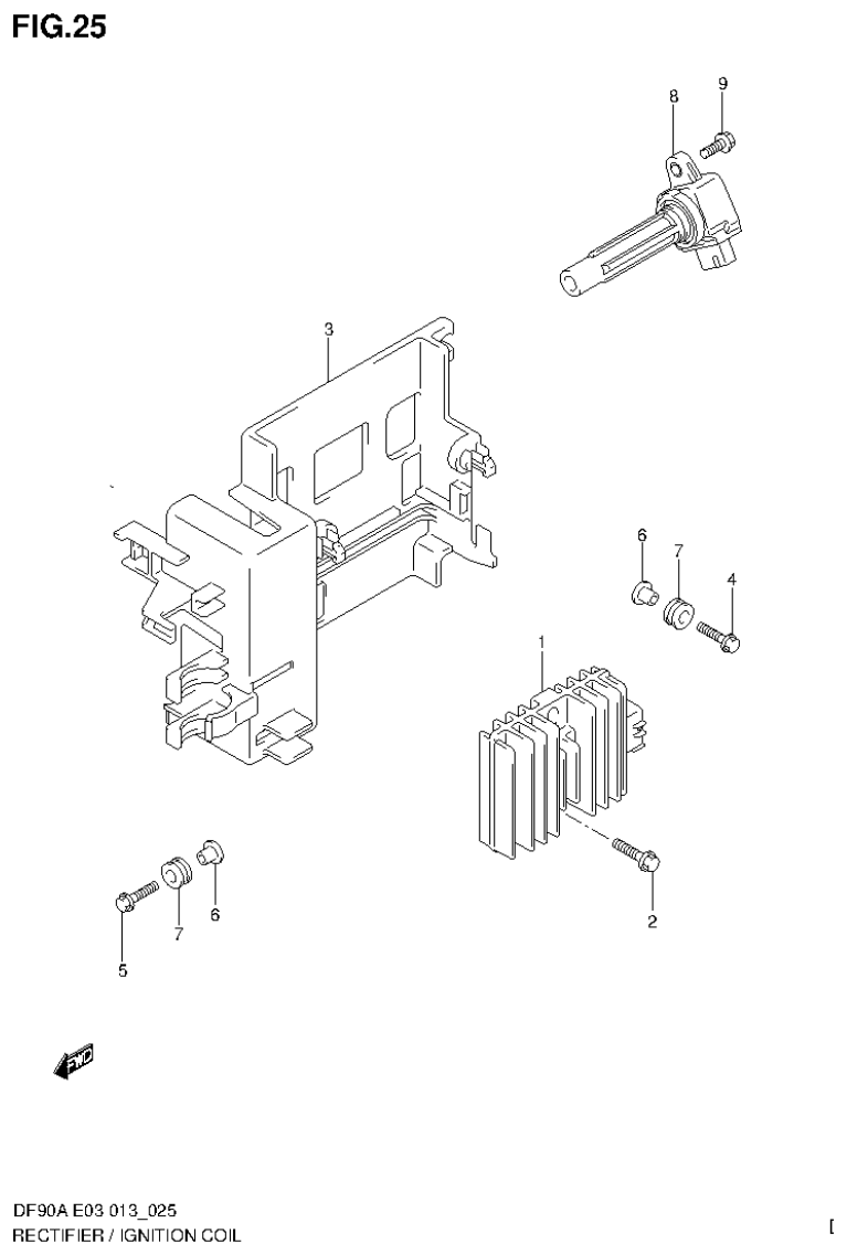Suzuki DF80A, DF90A RECTIFIER / IGNITION COIL parts diagram